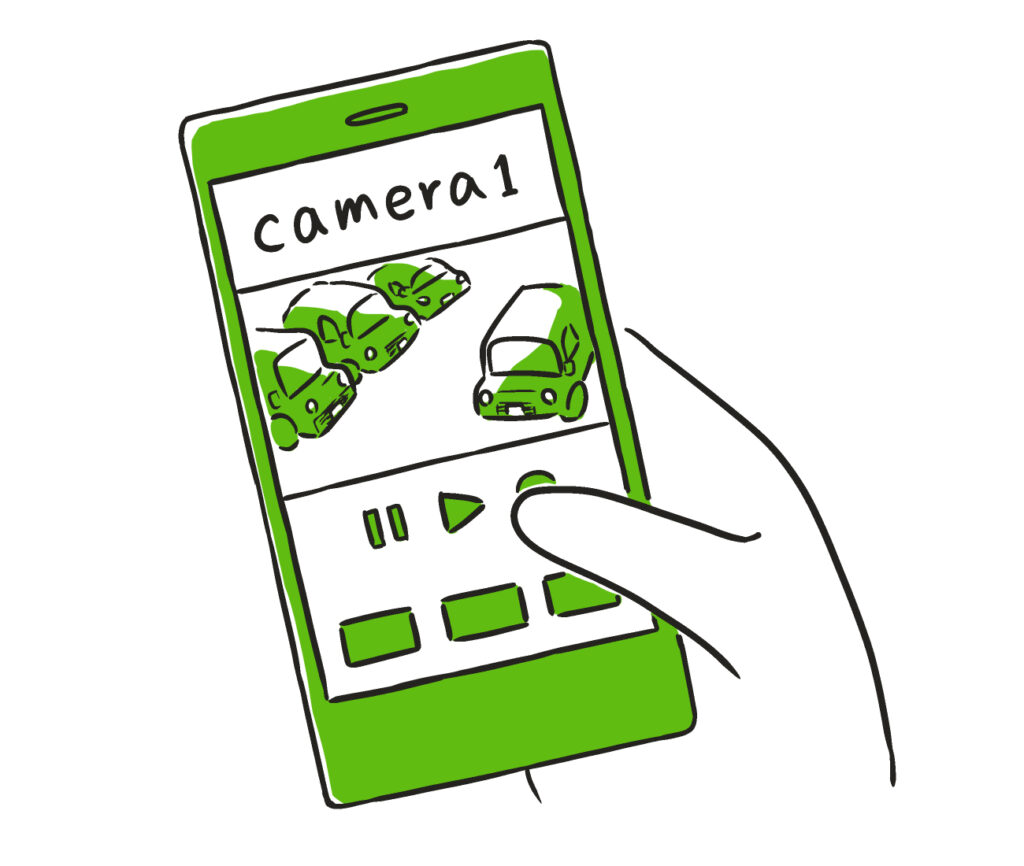 お持ちのスマホやPCでいつでもどこでも映像確認